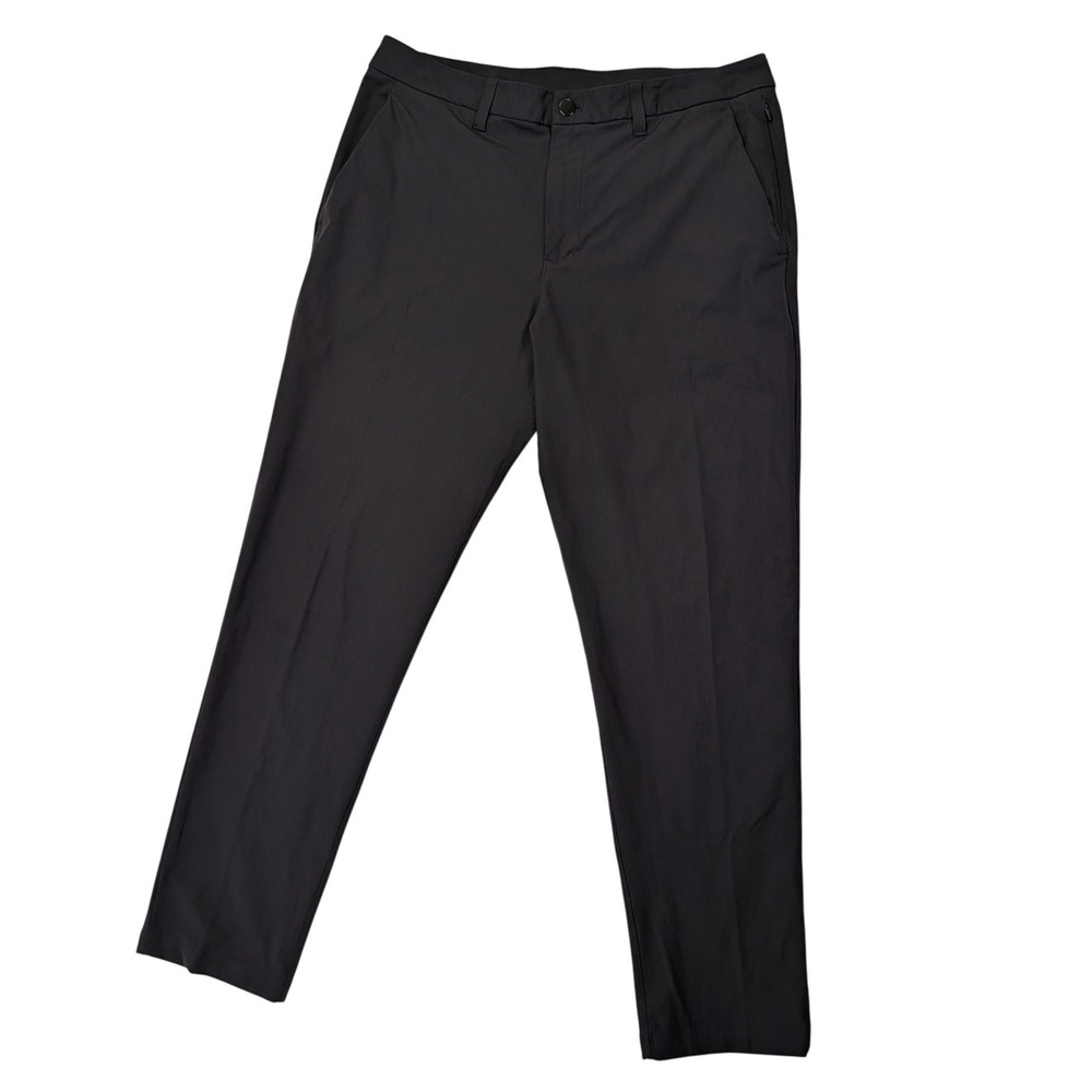 Lululemon Commission Pant Slim 34 Black LIV Golf Logo Warpstreme Mens 34x32